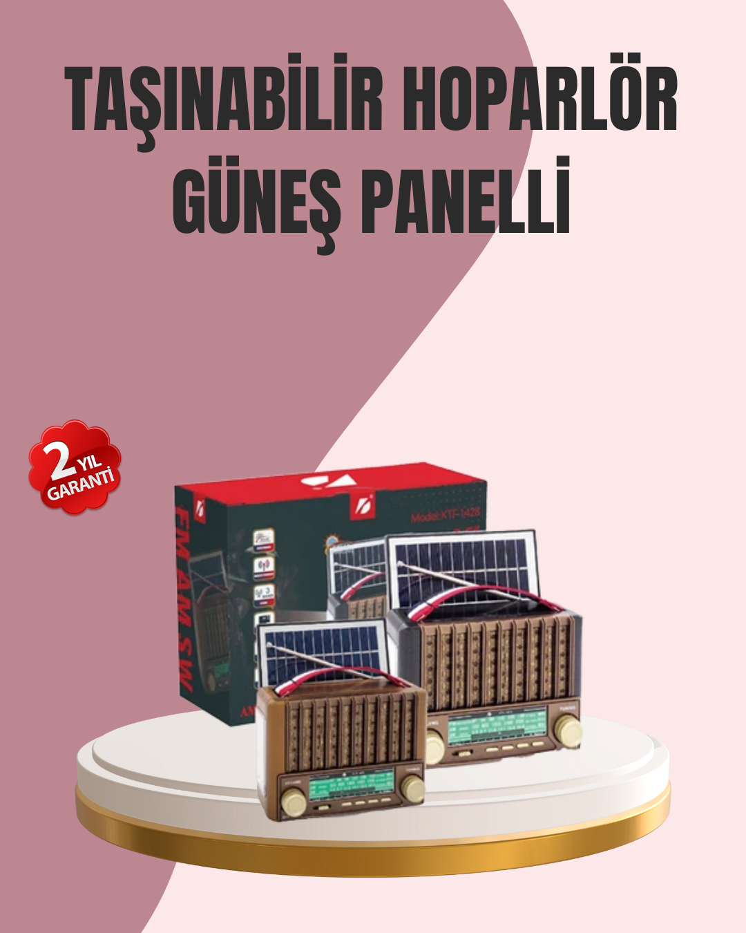 Solar Panel Şarjlı Taşınabilir Radyo Bluetooth Hoparlör Müzik Kutusu - Lisinya