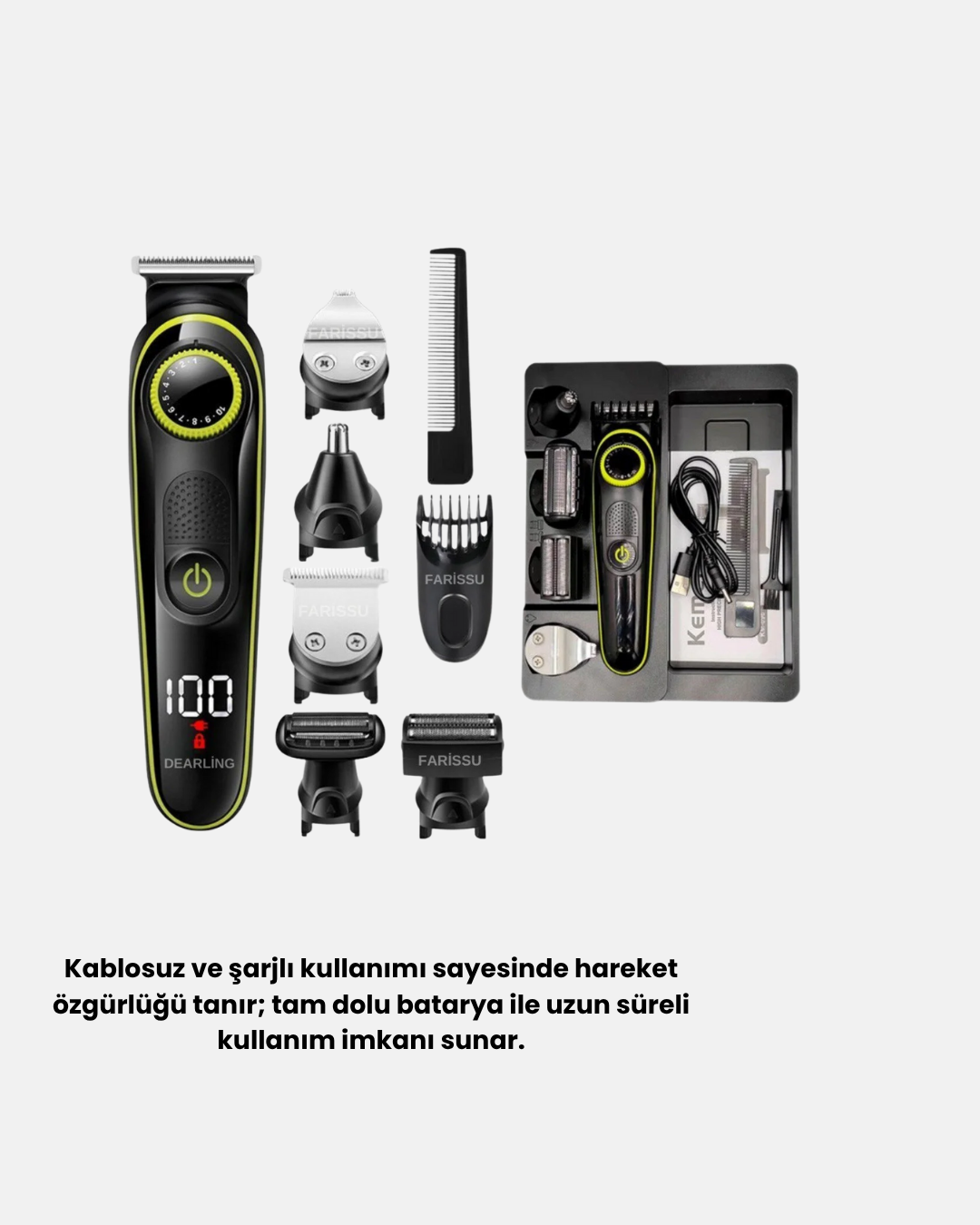 5’i 1 Arada Erkek Bakım Seti Şarjlı Suya Dayanıklı Çok Fonksiyonlu - Lisinya