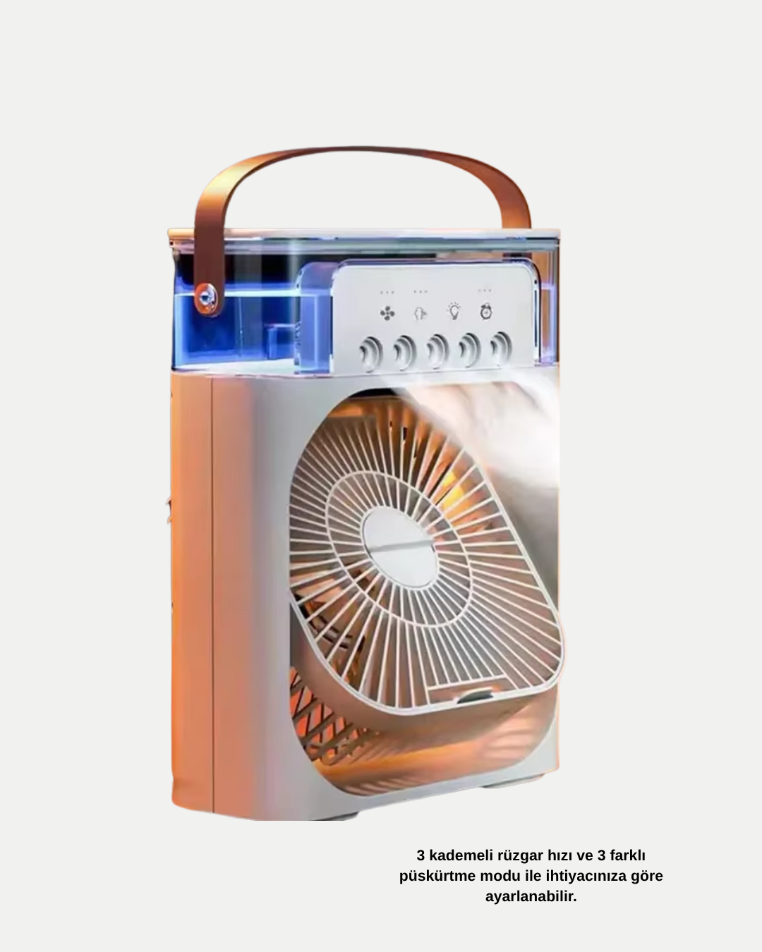 3’ü 1 Arada Mini Klima Fan USB Şarjlı, 7 Renk Gece Lambalı ve Nemlendirici - Lisinya