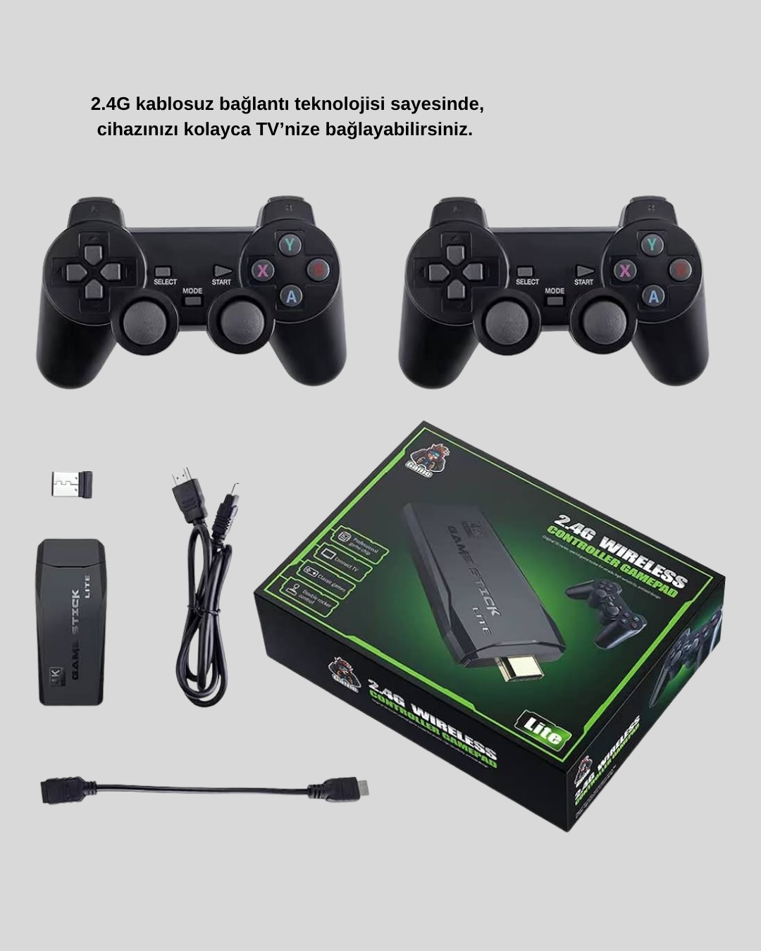 2.4G Kablosuz Mini Oyun Konsolu Taşınabilir ve Şık Tasarım - Lisinya