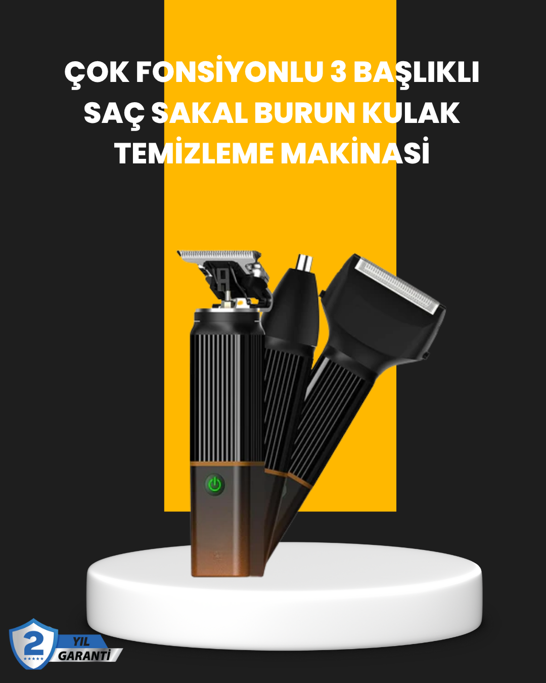 USB-C Şarjlı 3 in 1 Erkek Bakım Cihazı – Sessiz Motorlu Saç ve Sakal Kesme Makinesi - Lisinya