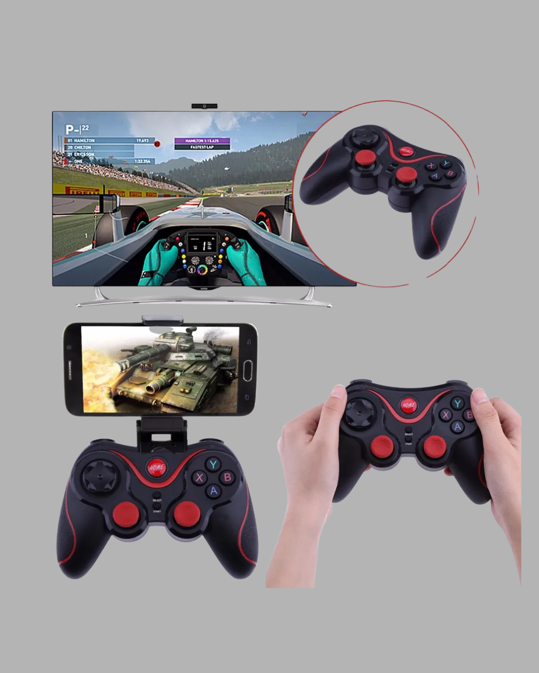 Bluetooth Kablosuz Gamepad TV PC Telefon Uyumluluğu Kolay Bağlantılı - Lisinya