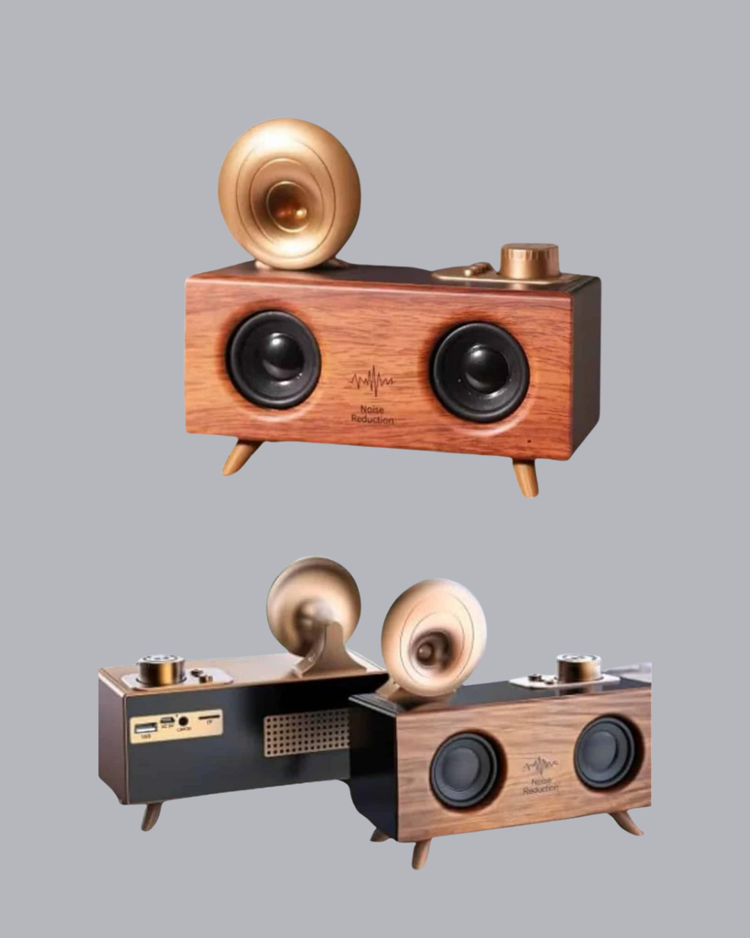 Retro Gramafon Bluetooth Hoparlör Çift Stereo Sesli FM Radyo Destekli - Lisinya Retro Gramafon Bluetooth Hoparlör Çift Stereo Sesli FM Radyo Destekli - Lisinya
