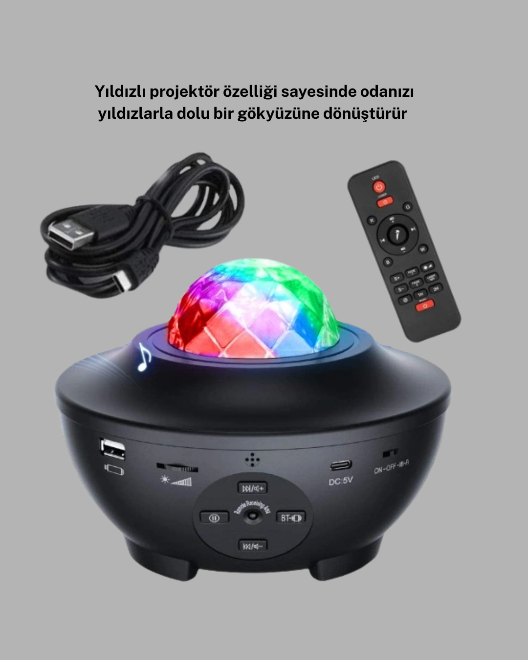 Yıldızlı Projektör Galaxy Efektli Ayarlanabilir Renkli Atmosfer Lambası - Lisinya