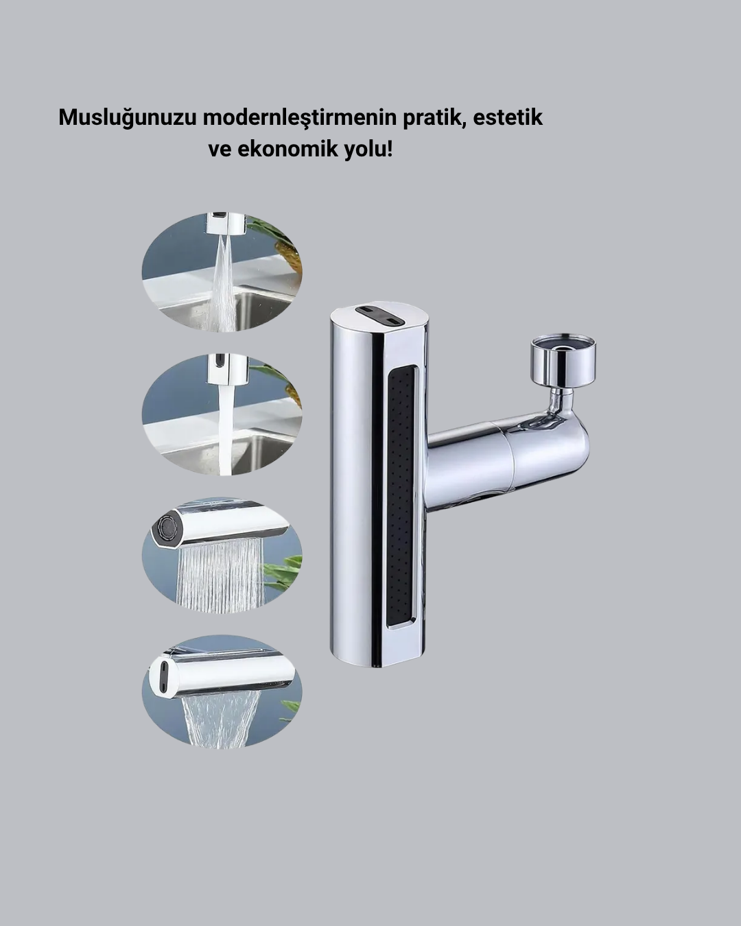 4 Fonksiyonlu Musluk Başlığı 360 Derece Dönebilen ve Su Tasarruflu - Lisinya