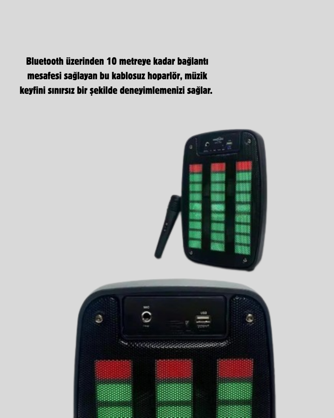 6.5” LED Işıklı GTS 1793 Bluetooth Hoparlör Güçlü Bass ve FM Destekli - Lisinya