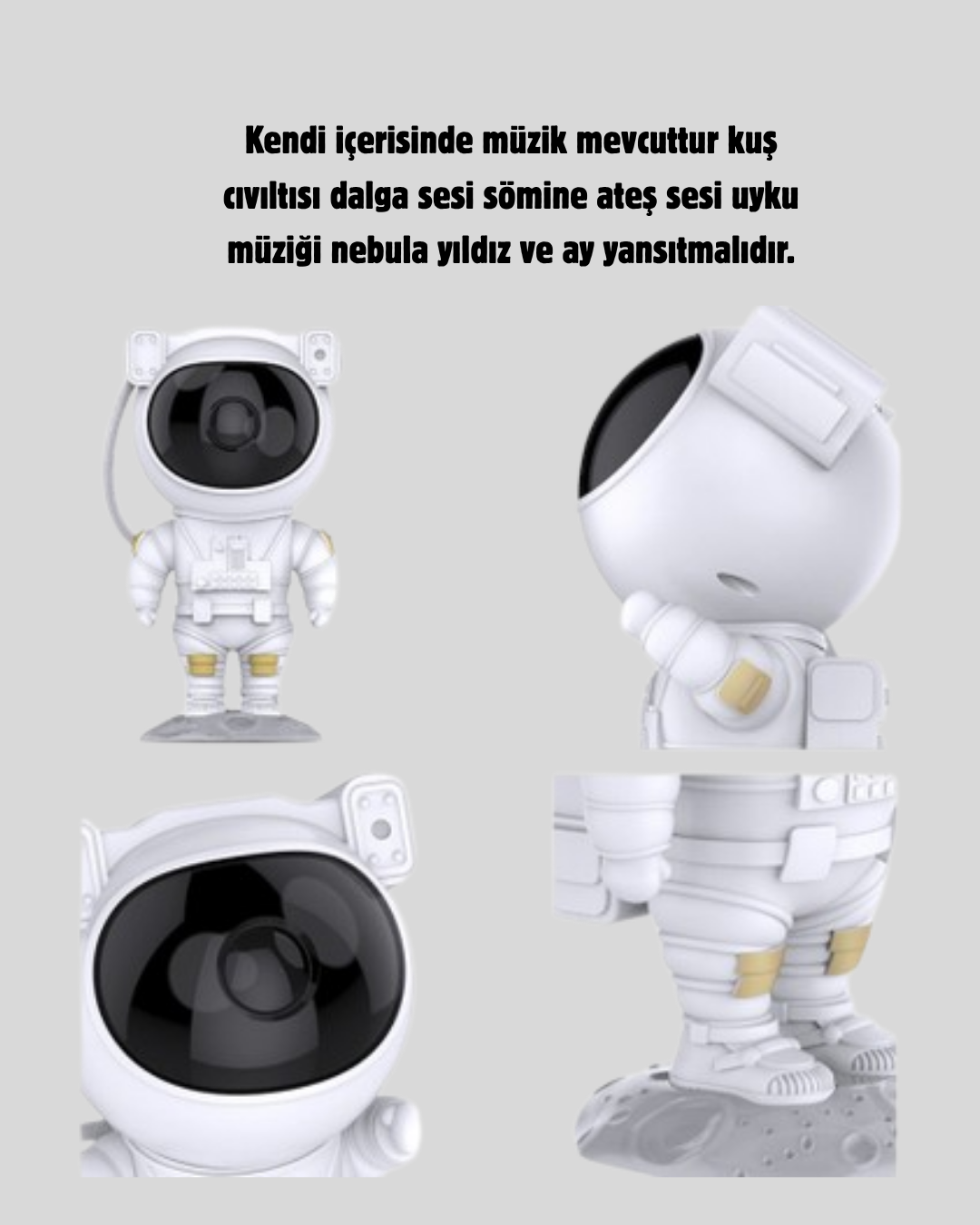 Astronot Projeksiyon Lambası Bluetooth Müzikli ve Uzaktan Kumandalı - Lisinya