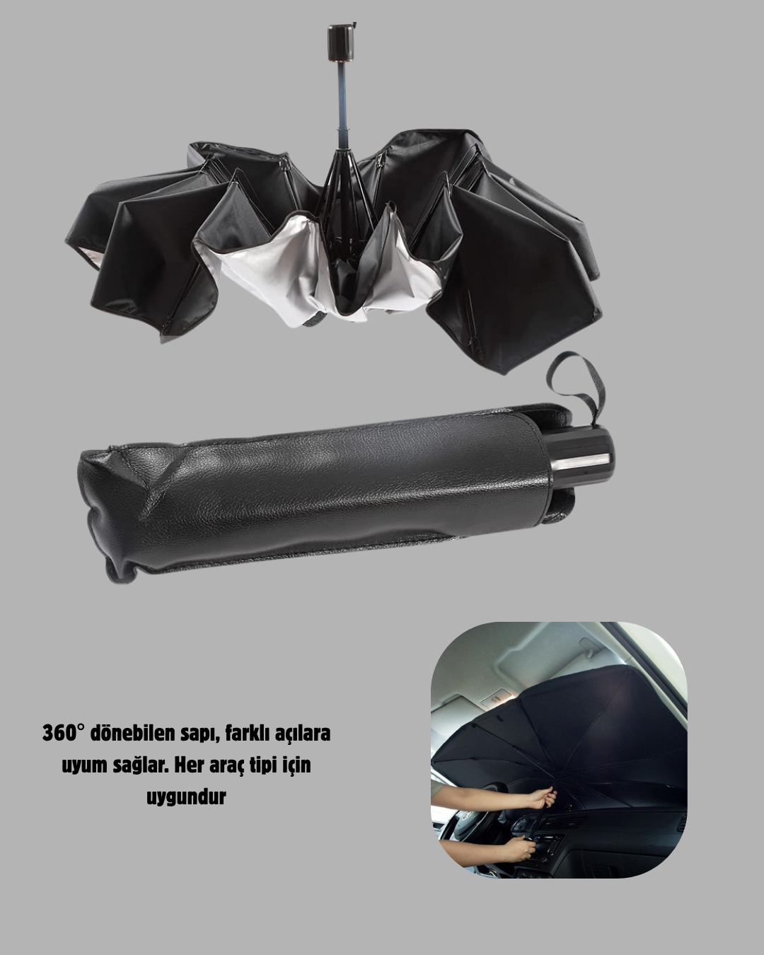 Ön Cam Güneşliği – Kalın Kumaş ve Cam Elyaf İskelet ile Maksimum UV Koruma - Lisinya