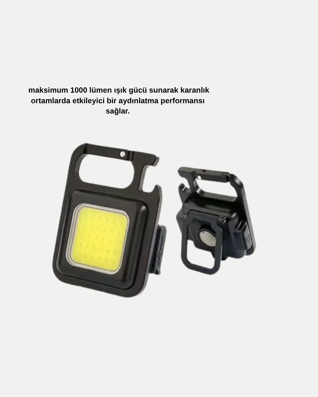 Şarjlı COB LED Anahtarlık Fener – 4 Modlu, Manyetik ve Katlanabilir Standlı - Lisinya