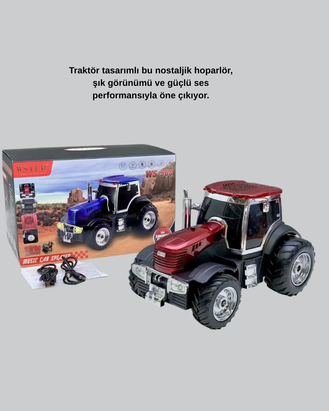 Traktör Tasarımlı Bluetooth Hoparlör 12W TWS Destekli Nostaljik Model - Lisinya