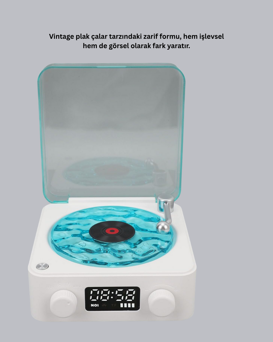 Gece Lambası Stereo Bluetooth Hoparlör Dijital Saatli Vintage Tasarım Çok Fonksiyonlu - Lisinya