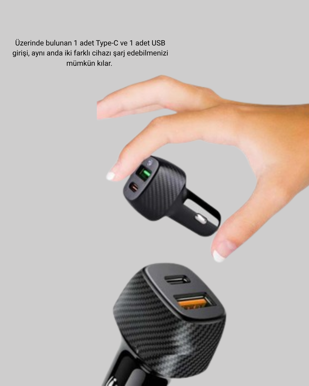 38W Araç Şarj Cihazı Type-C PD USB Hızlı Şarj Çift Port - Lisinya