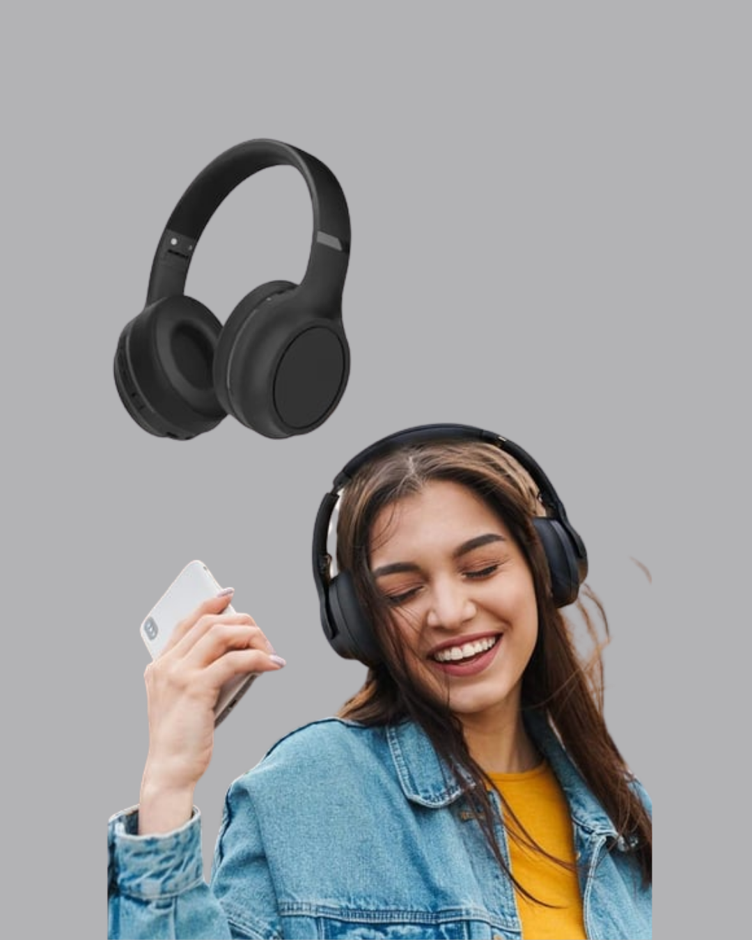 Bluetooth 5.0 Siyah Kablosuz Kulaklık 18 Saat Batarya Katlanabilir Tasarım - Lisinya