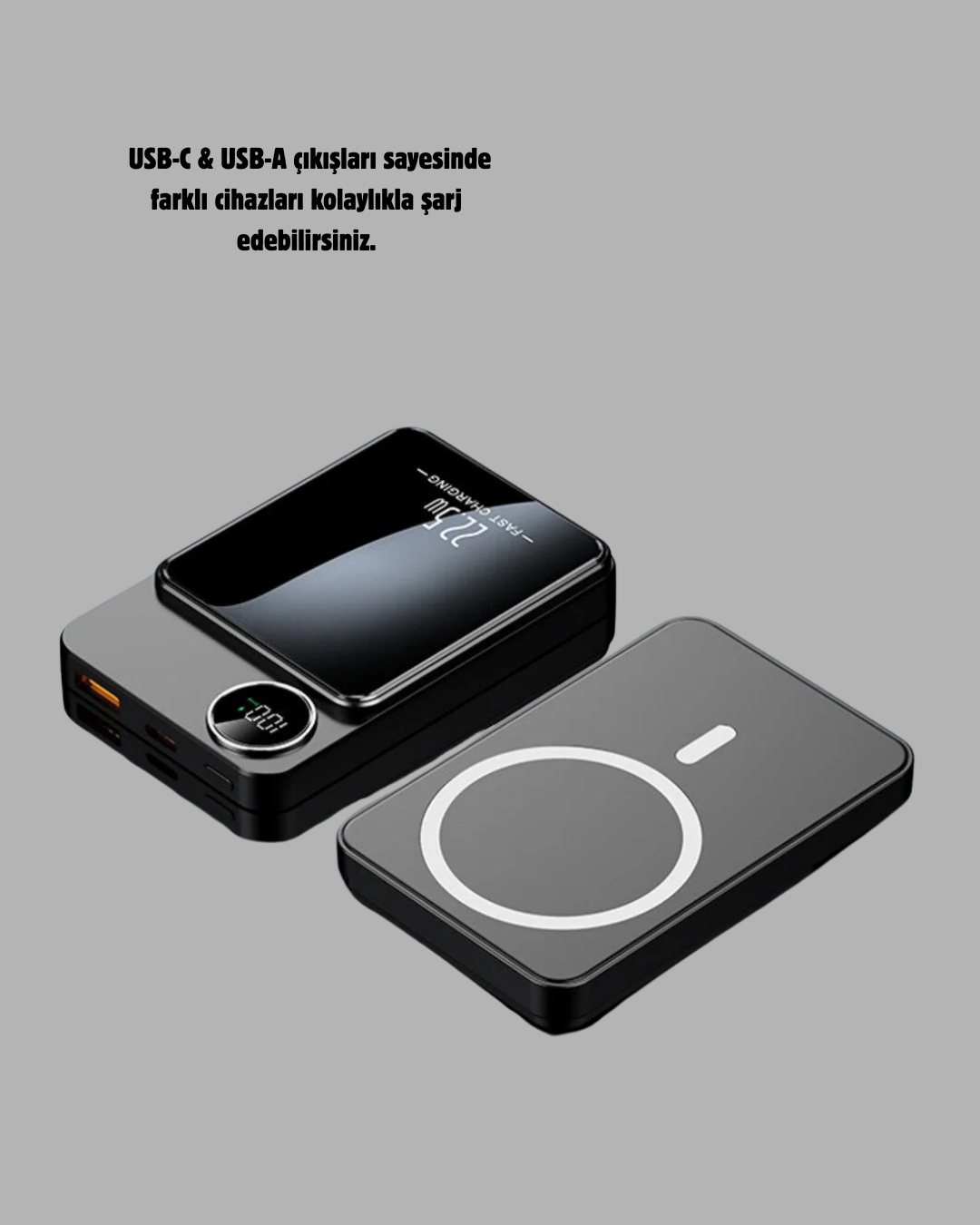 Manyetik Güç Bankası 15W Kablosuz 20W PD Hızlı Şarj - Lisinya