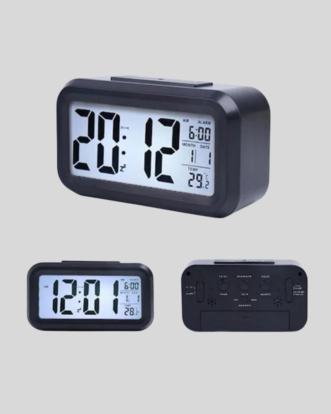 Dijital Masa Saati Sensörlü Aydınlatmalı Alarm ve Sıcaklık Ölçerli - Lisinya