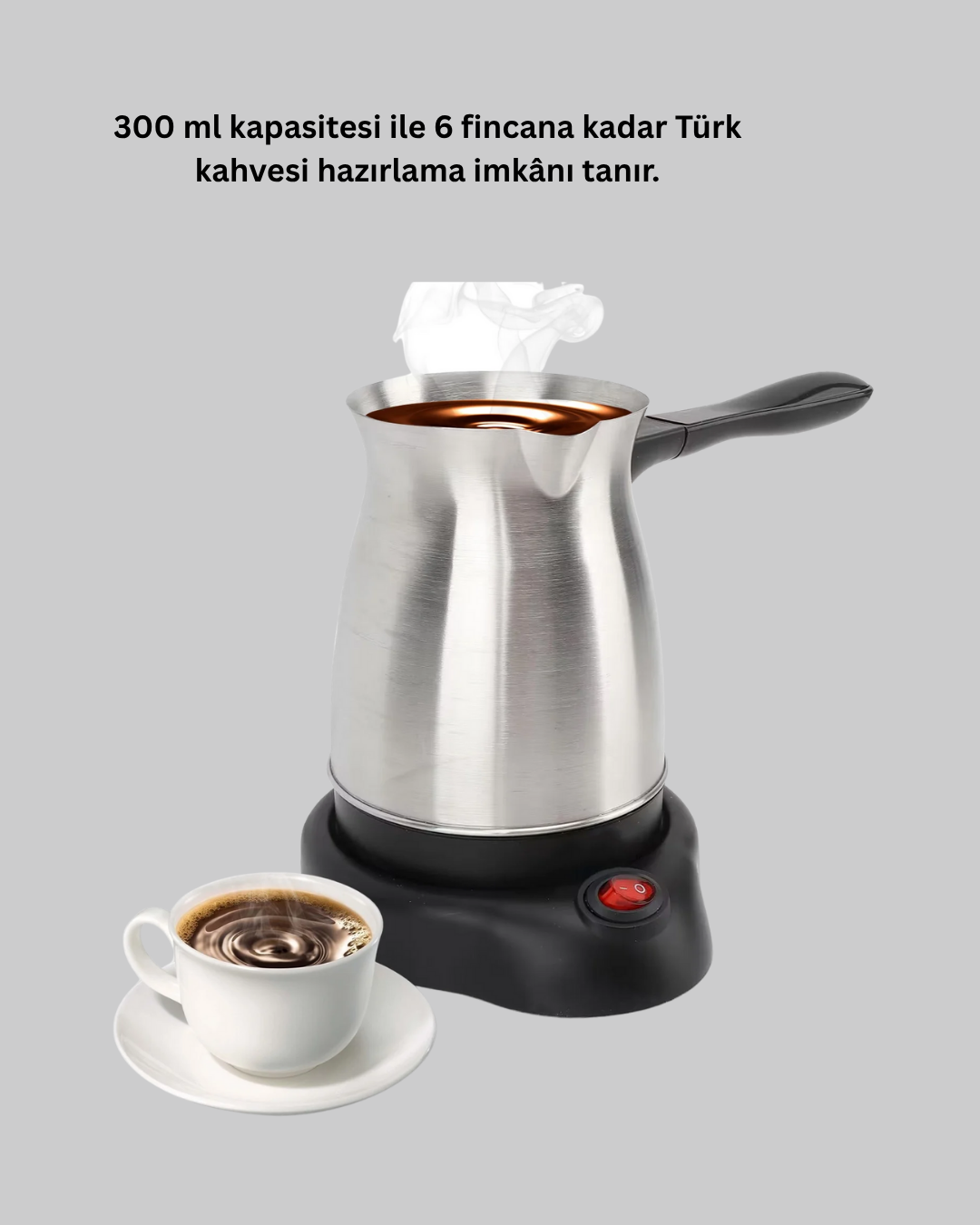 800W Paslanmaz Elektrikli Cezve Gizli Rezistans ve Ergonomik Kulp - Lisinya