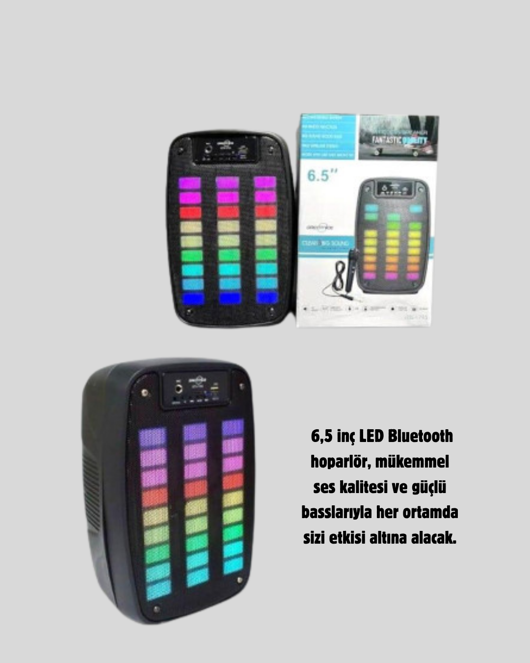 6.5” LED Işıklı GTS 1793 Bluetooth Hoparlör Güçlü Bass ve FM Destekli - Lisinya