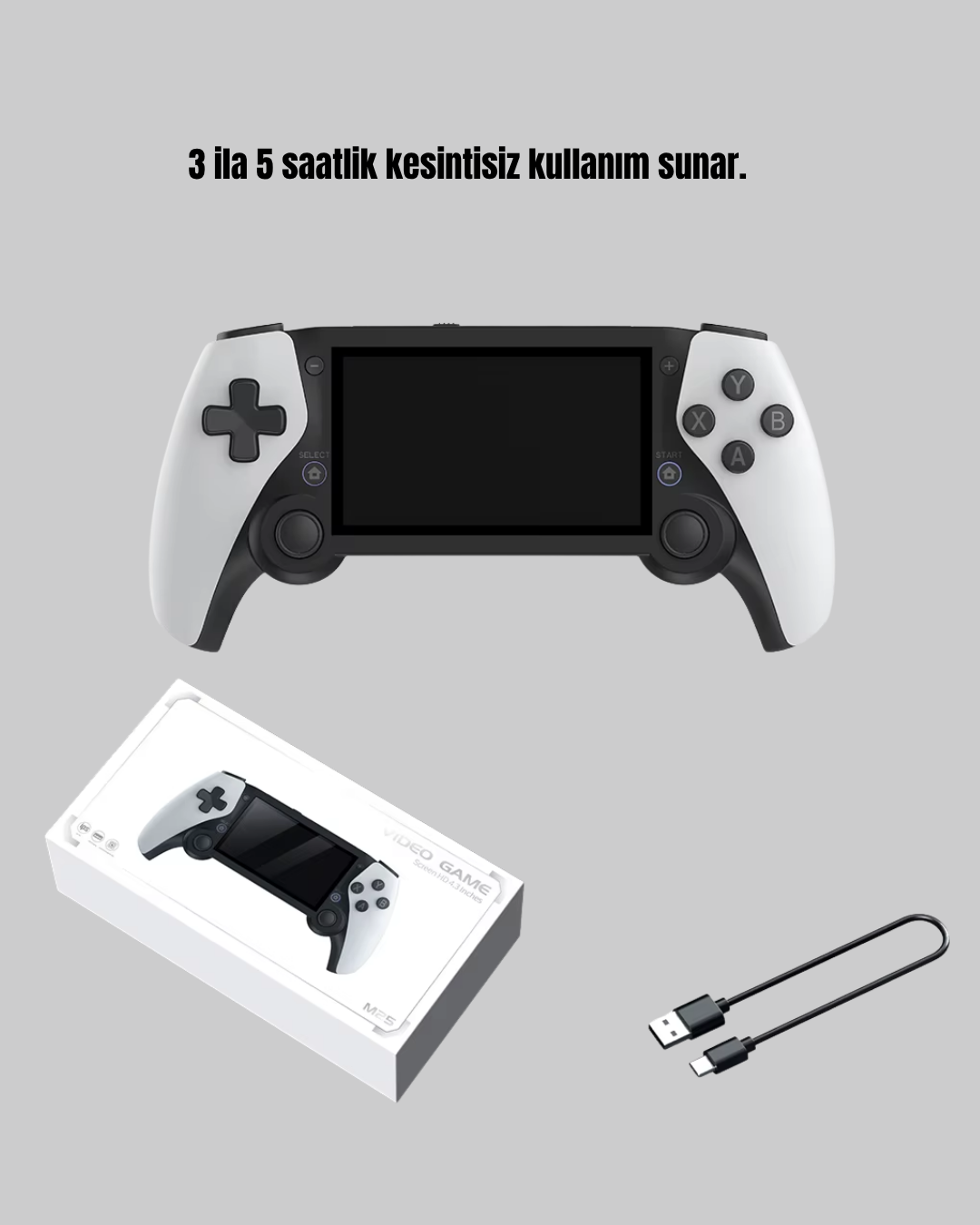 4.3 İnç Ekranlı Retro Oyun Konsolu – 64 GB Hafızalı, Şarjlı ve Multimedya Destekli - Lisinya