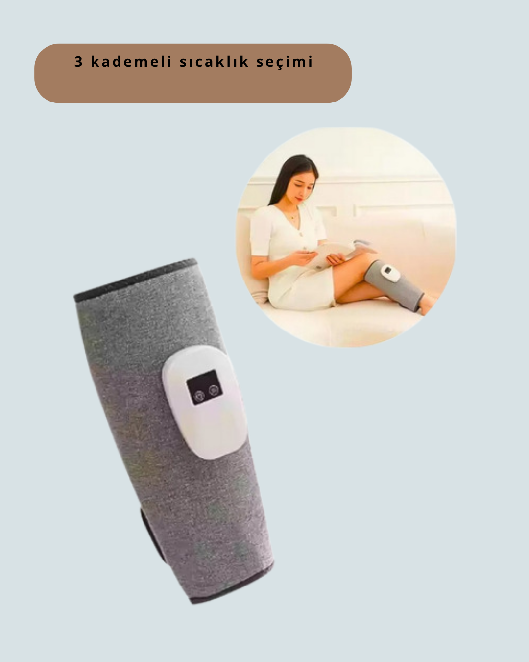 3 Kademeli Hava Basınçlı Isıtmalı Baldır Masaj Aleti – Titreşimli ve Kablosuz Kullanım - Lisinya