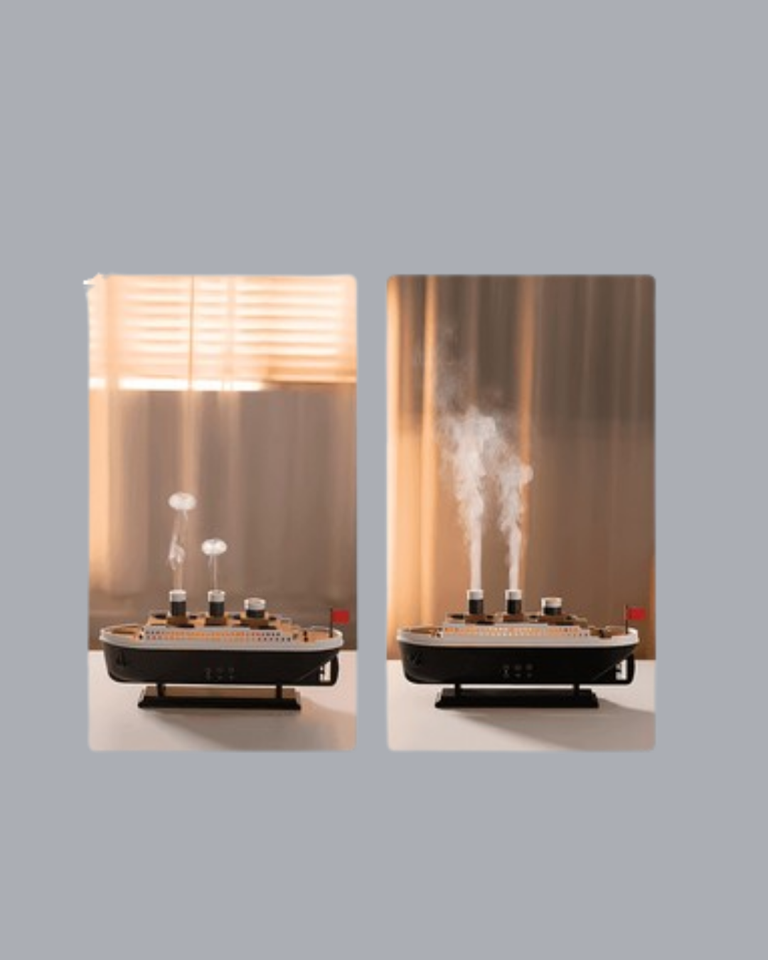 Dekoratif Gemi Modeli 7 Renk Işıklı Hava Nemlendirici ve Oda Kokusu Difüzörü - Lisinya