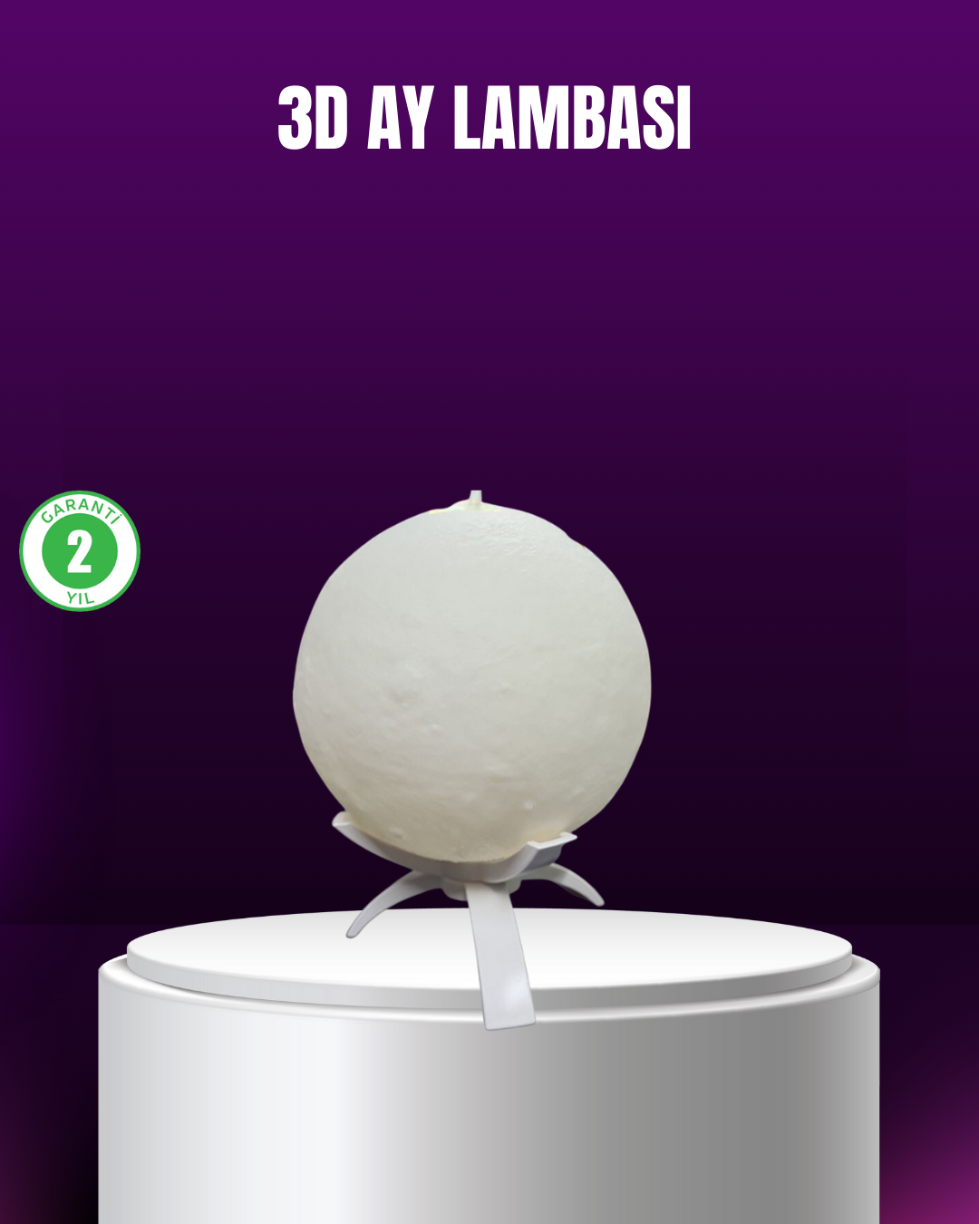 Şarjlı 3D Baskılı 16 Renk Ay Lambası  Stand - Lisinya