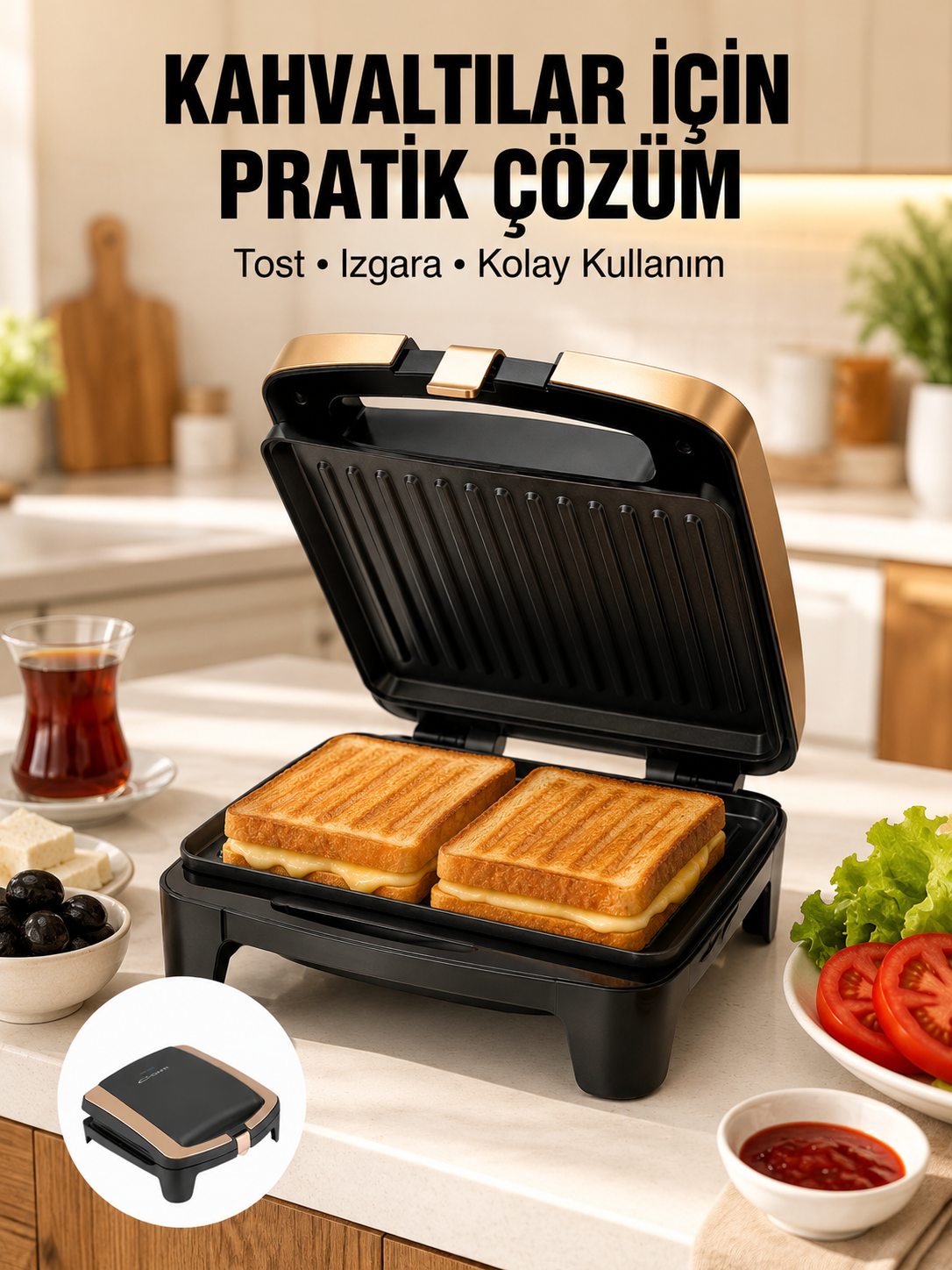 Tost Makinesi Yapışmaz Plaka 1500 Watt Güçlü Performans - Lisinya Tost Makinesi Yapışmaz Plaka 1500 Watt Güçlü Performans - Lisinya