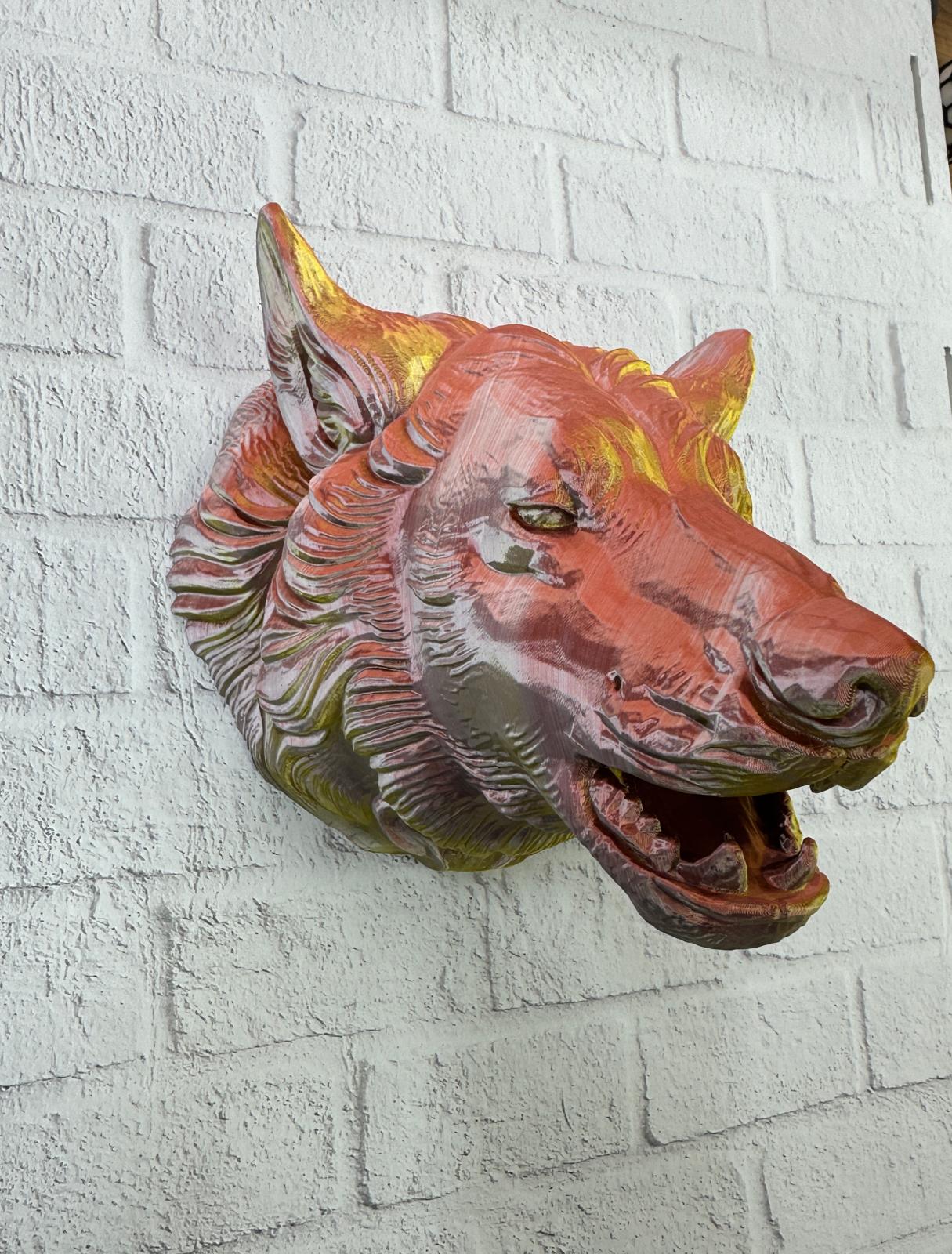 Dekoratif Altın Gold Kurt Duvar Heykeli Asılabilir Hediyelik 25x19 cm - Lisinya