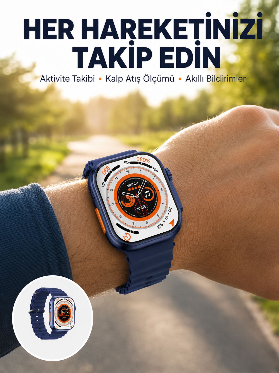 Ultra Akıllı Saat 2.05 İnç Büyük Ekran Bluetooth Aramalı IP67 Yeni Nesil - Lisinya