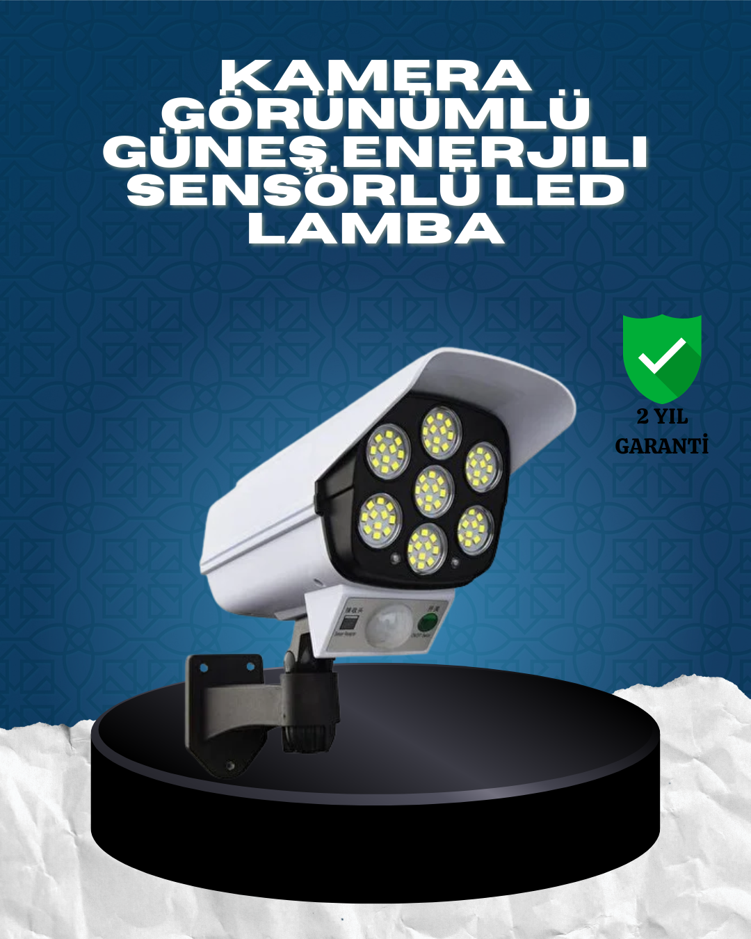 Güneş Enerjili Kamera Görünümlü Hareket Sensörlü LED Duvar Lambası Uzaktan Kumandalı - Lisinya