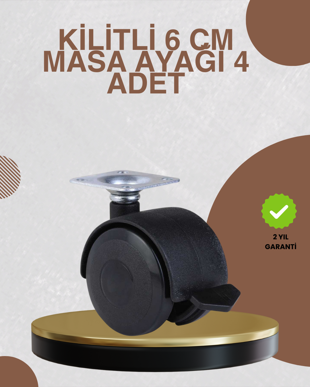 Kilitli Mobilya Ayağı 6 cm 4’lü Set Zemin Korumalı - Lisinya