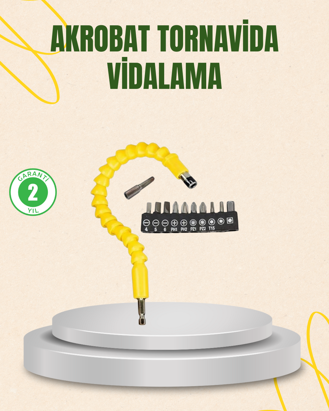 12 Parça Akrobat Vidalama Uç Seti Esnek Dar Alan Kullanım - Lisinya