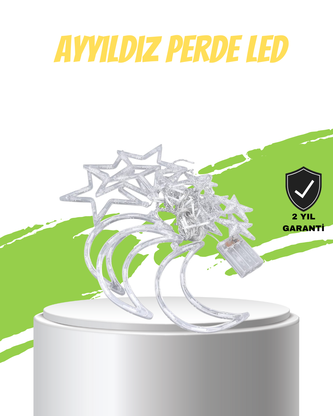 Yıldız ve Ay Figürlü Pilli Perde Led Romantik Dekoratif Işık - Lisinya Yıldız ve Ay Figürlü Pilli Perde Led Romantik Dekoratif Işık - Lisinya