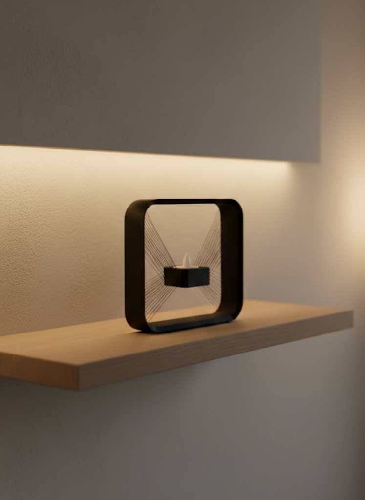 Askılı Kare Mumluk Duvar Dekoru Loş Salon ve Modern Mekanlar - Lisinya