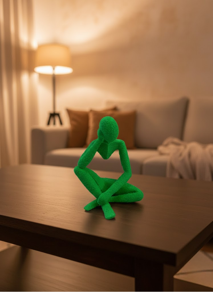 Dekoratif Yeşil İnsan Figürü Modern Masa ve Raf Süsü - Lisinya