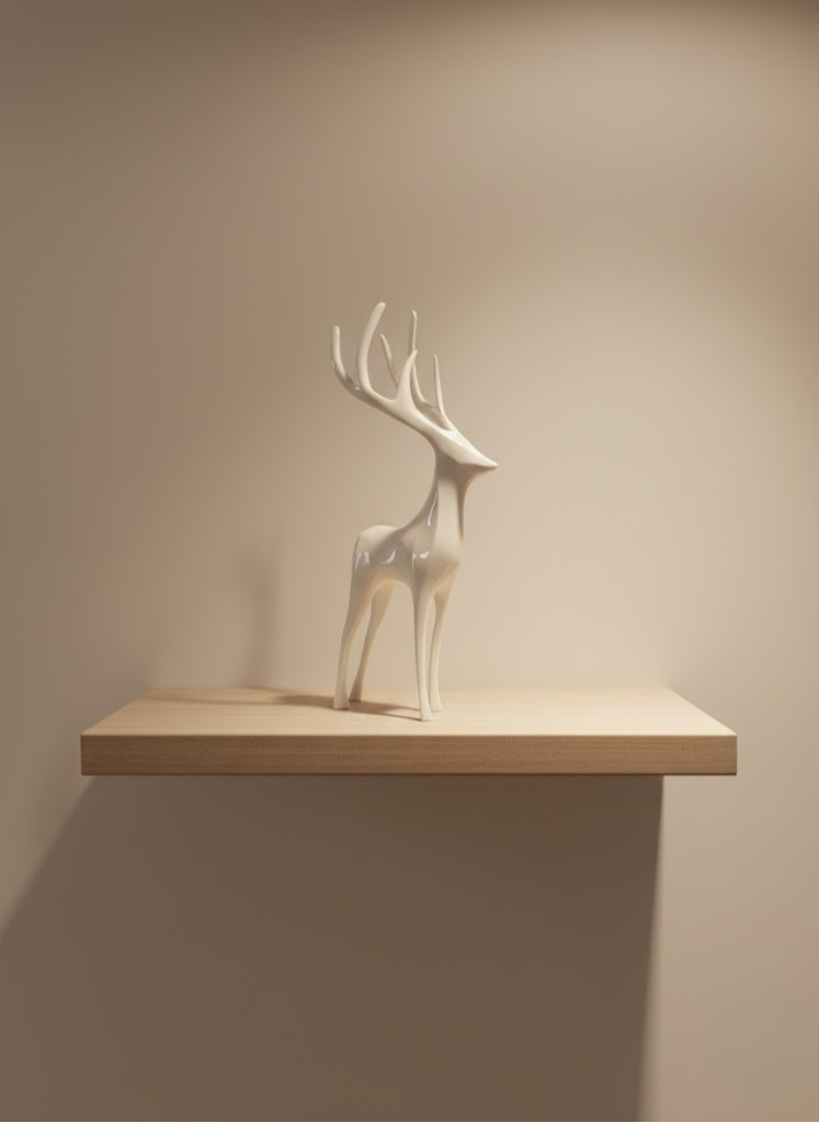 Geyik Figürü Beyaz Modern Salon ve Raf Dekoru - Lisinya Geyik Figürü Beyaz Modern Salon ve Raf Dekoru - Lisinya
