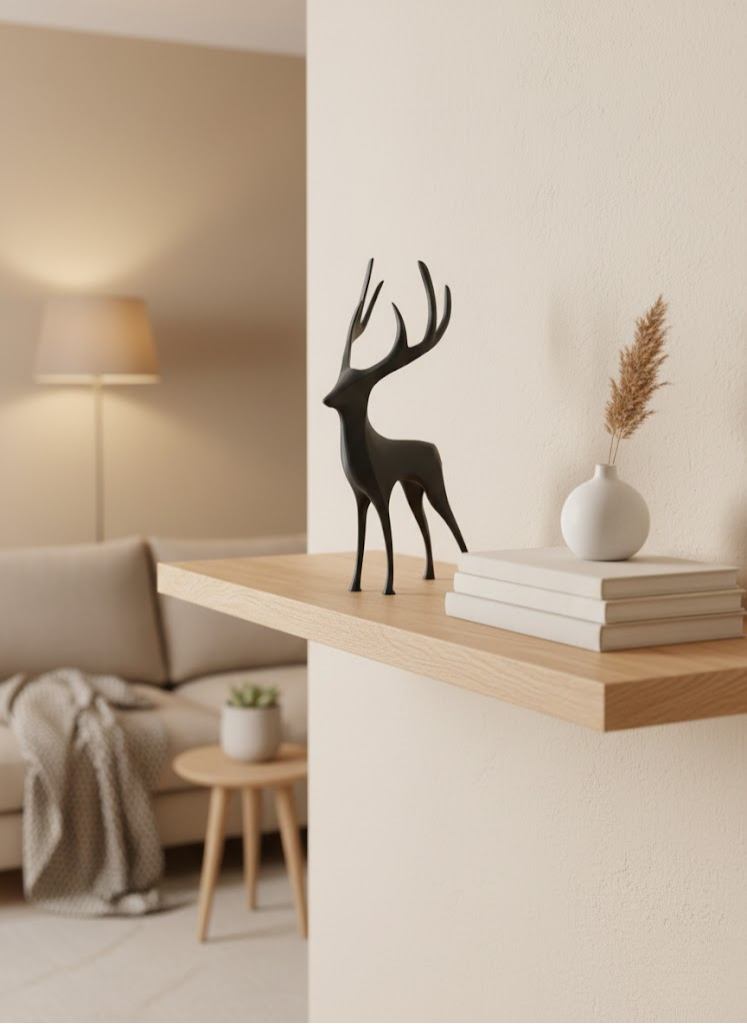 Geyik Figürü Gri Modern Salon ve Raf Dekoru - Lisinya Geyik Figürü Gri Modern Salon ve Raf Dekoru - Lisinya