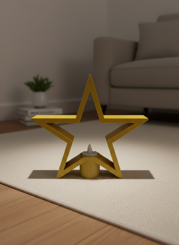 Sarı Yıldız Mumluk Modern Salon ve Raf Dekoru - Lisinya