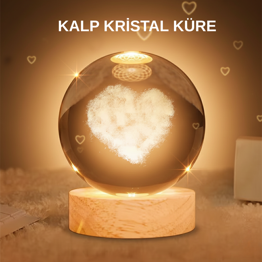 Kalpli Işıklı Cam Küre Ahşap Standlı Dekoratif Gece Lambası - Lisinya