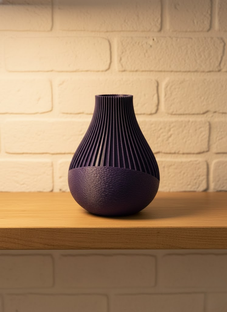 Mor Çizgili Dekoratif Vazo 11 cm Modern Tasarım Aksesuar - Lisinya