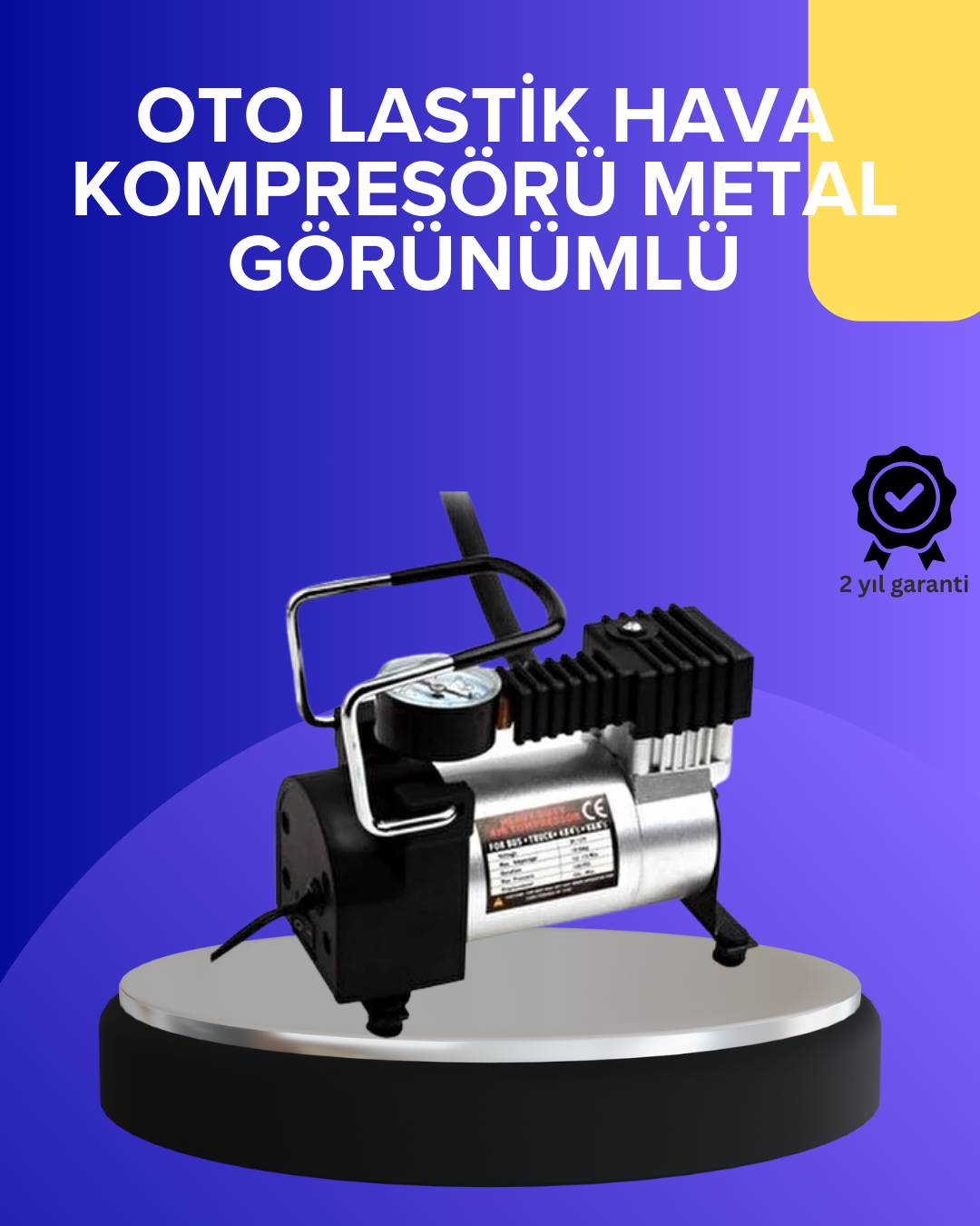 Metal Gövdeli Oto Lastik Hava Kompresörü 12V 140 PSI Hızlı Şişirme - Lisinya