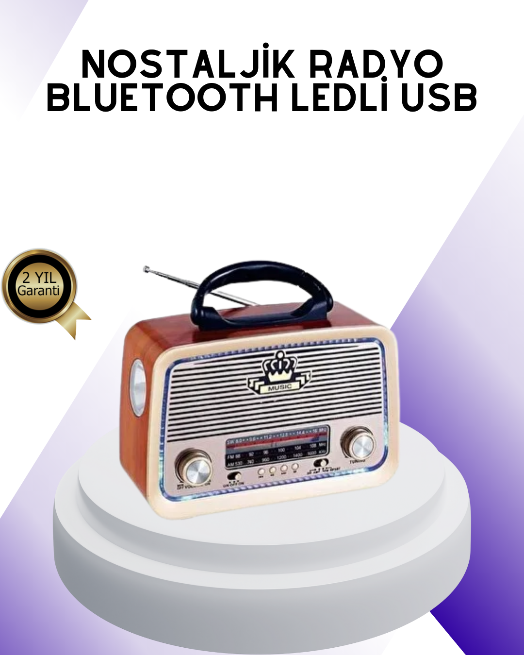 Nostalji Bluetooth Radyo FM AM SW Ahşap Eskitme Tasarım - Lisinya