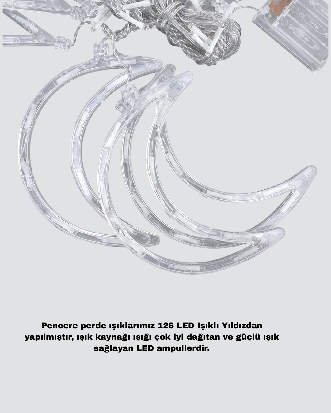 126 Led Yıldız Ay Figürlü Perde Işık Romantik Ambiyans - Lisinya