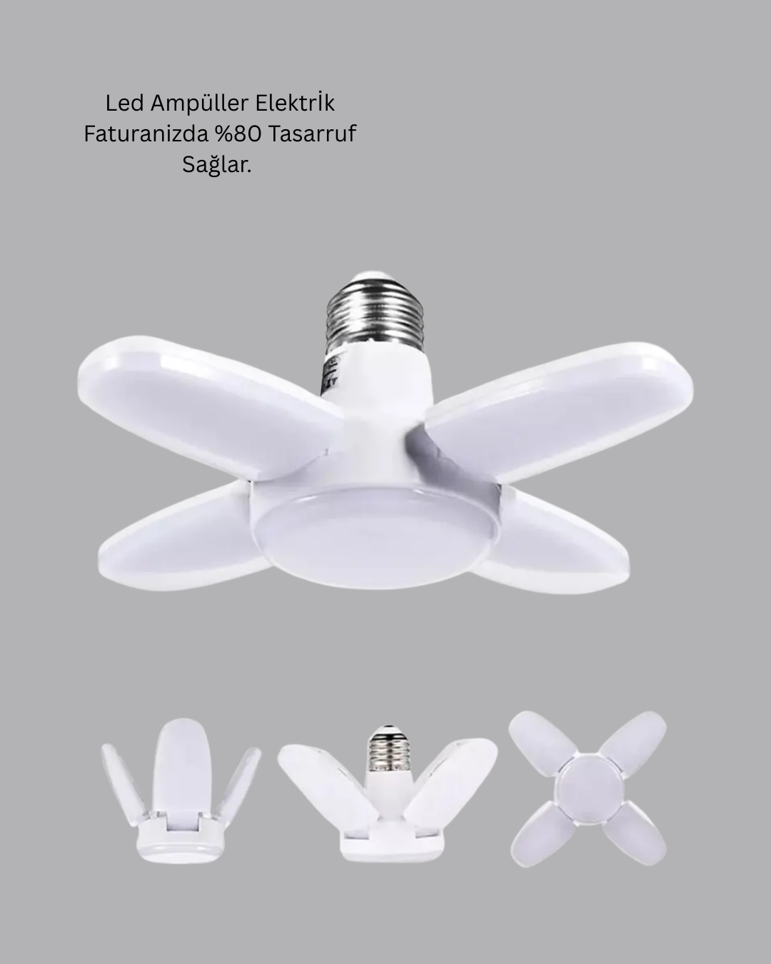 Yüksek Işık Güçlü LED Ampül 4 Kollu Katlanır Pervane Tasarım - Lisinya Yüksek Işık Güçlü LED Ampül 4 Kollu Katlanır Pervane Tasarım - Lisinya