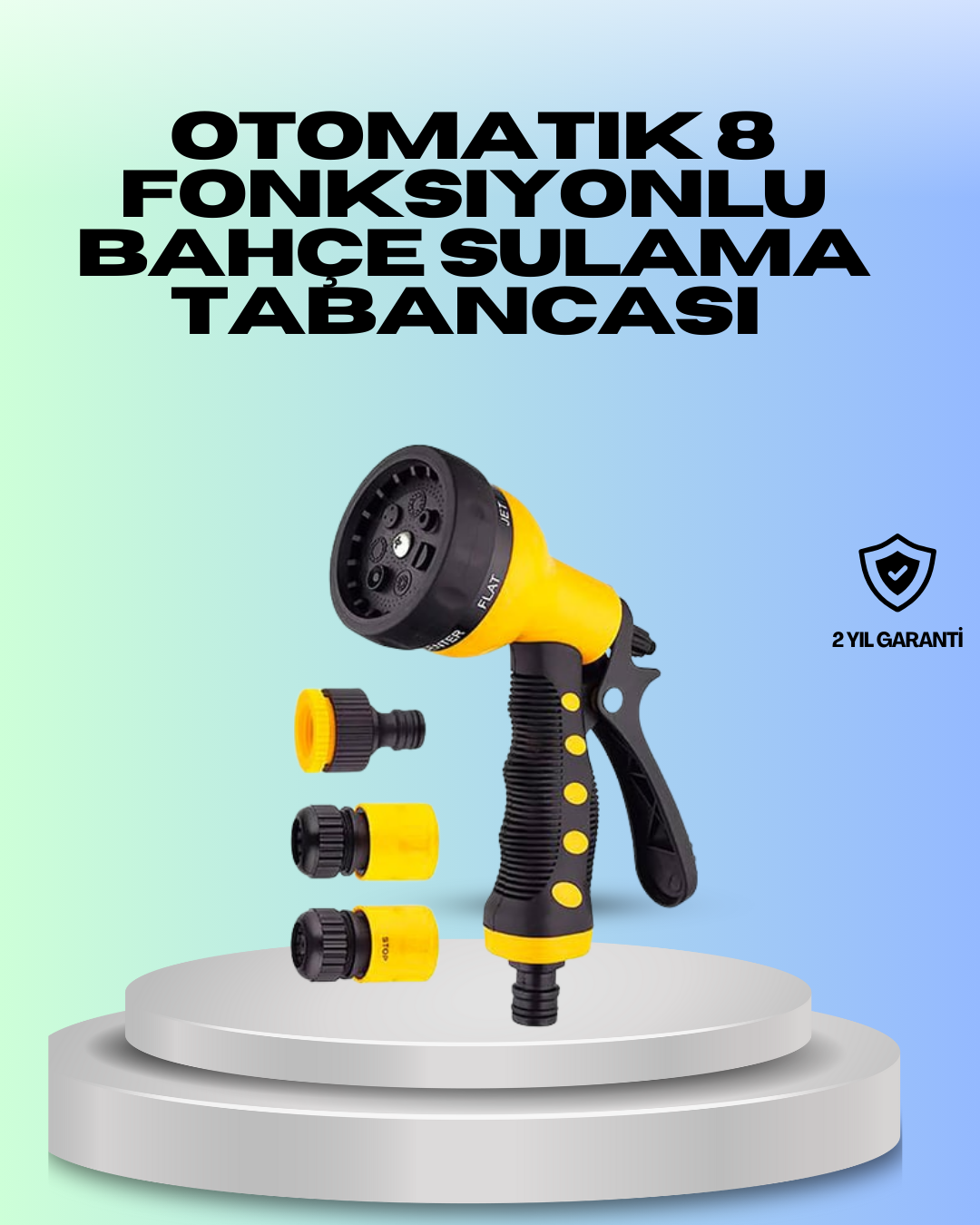 Ayarlanabilir Basınçlı 8 Modlu Bahçe Sulama Tabancası Hortum Aparatı - Lisinya Ayarlanabilir Basınçlı 8 Modlu Bahçe Sulama Tabancası Hortum Aparatı - Lisinya