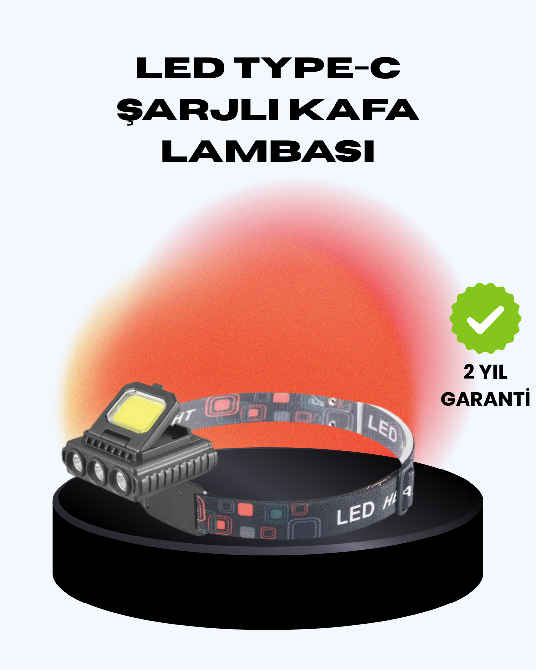 COB + XPE LED Kafa Feneri 800 Lumen USB Type C Şarjlı Çok Modlu - Lisinya