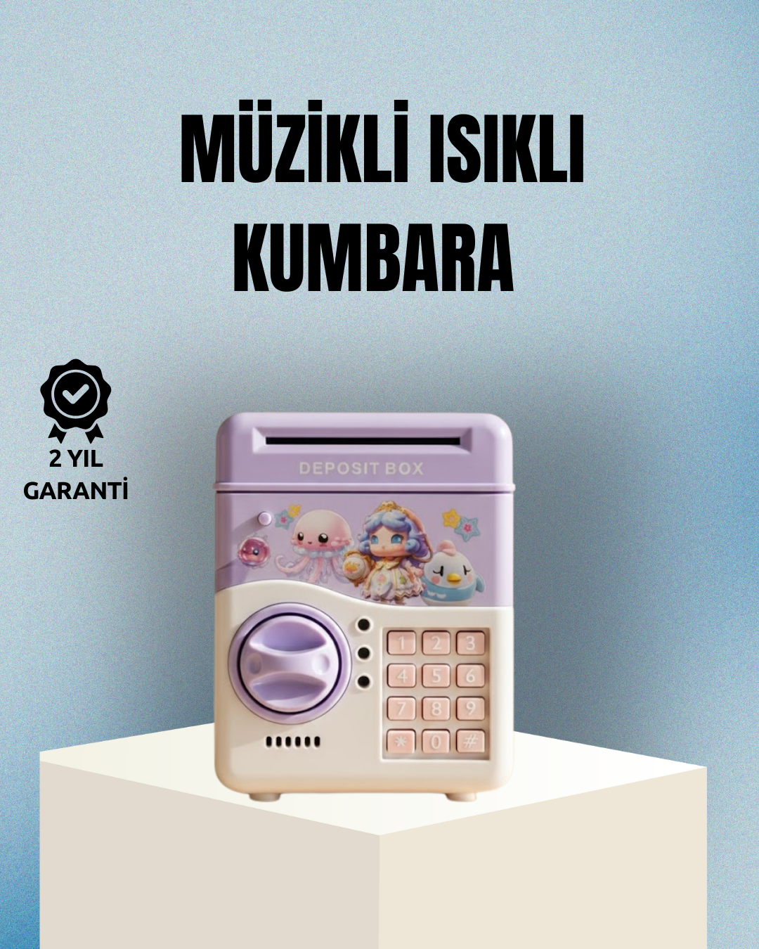 Işıklı Sesli Şifreli Otomatik Para Çeken Kumbara Mor - Lisinya