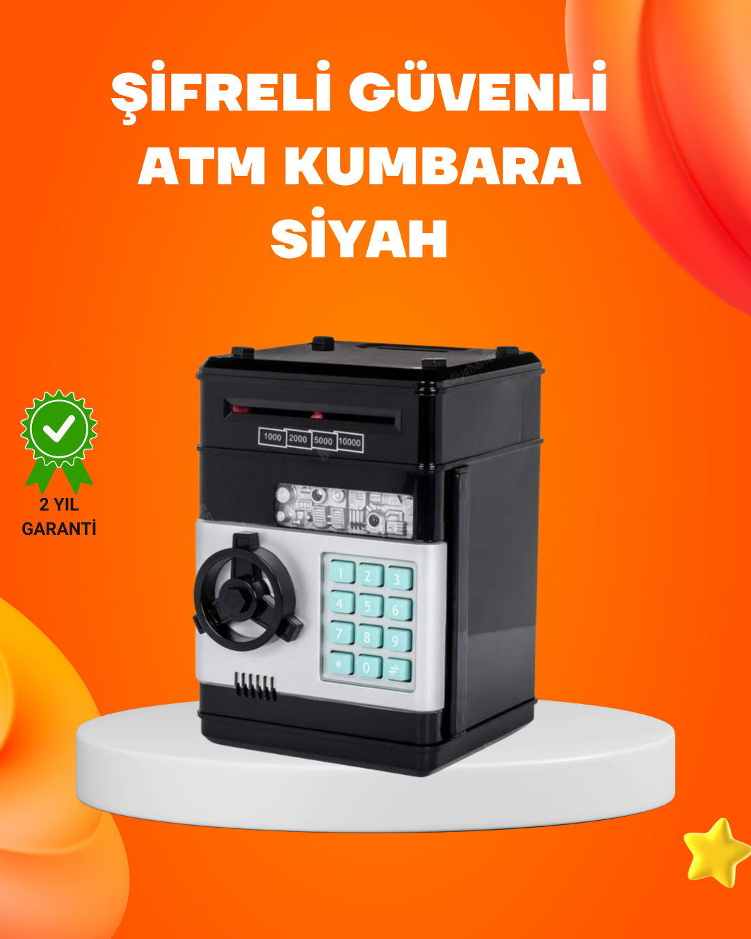 Otomatik Para Çeken Şifreli ATM Tasarımlı Kumbara - Lisinya