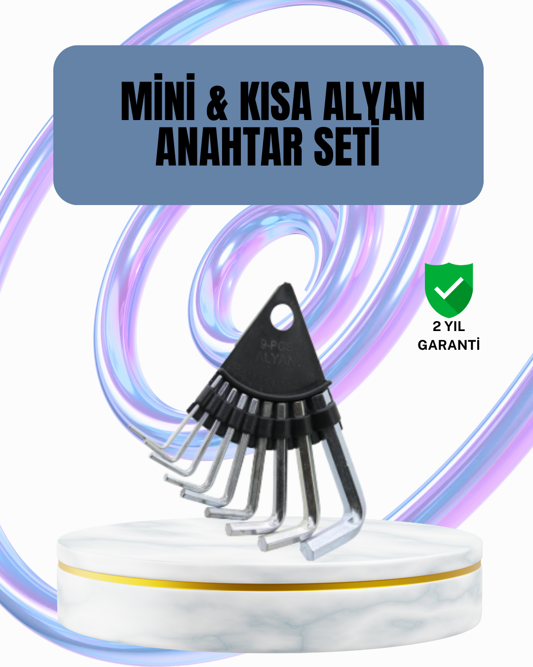 9 Parça Alyan Anahtar Seti Altıgen Uçlu Mobilya ve Tamir İçin - Lisinya