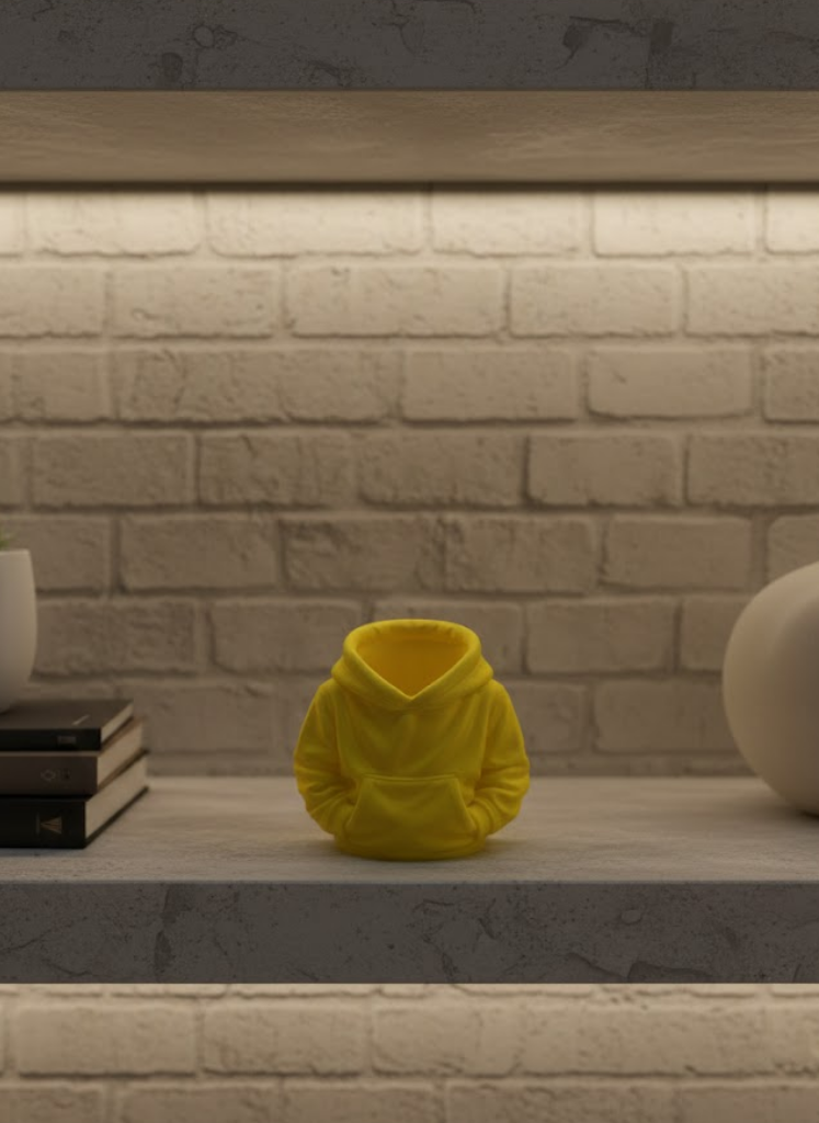 Dekoratif Sarı Hoodie Kalemlik 10x10 cm - Lisinya