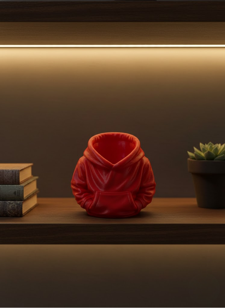 Dekoratif Kırmızı Hoodie Kalemlik 10x10 cm - Lisinya